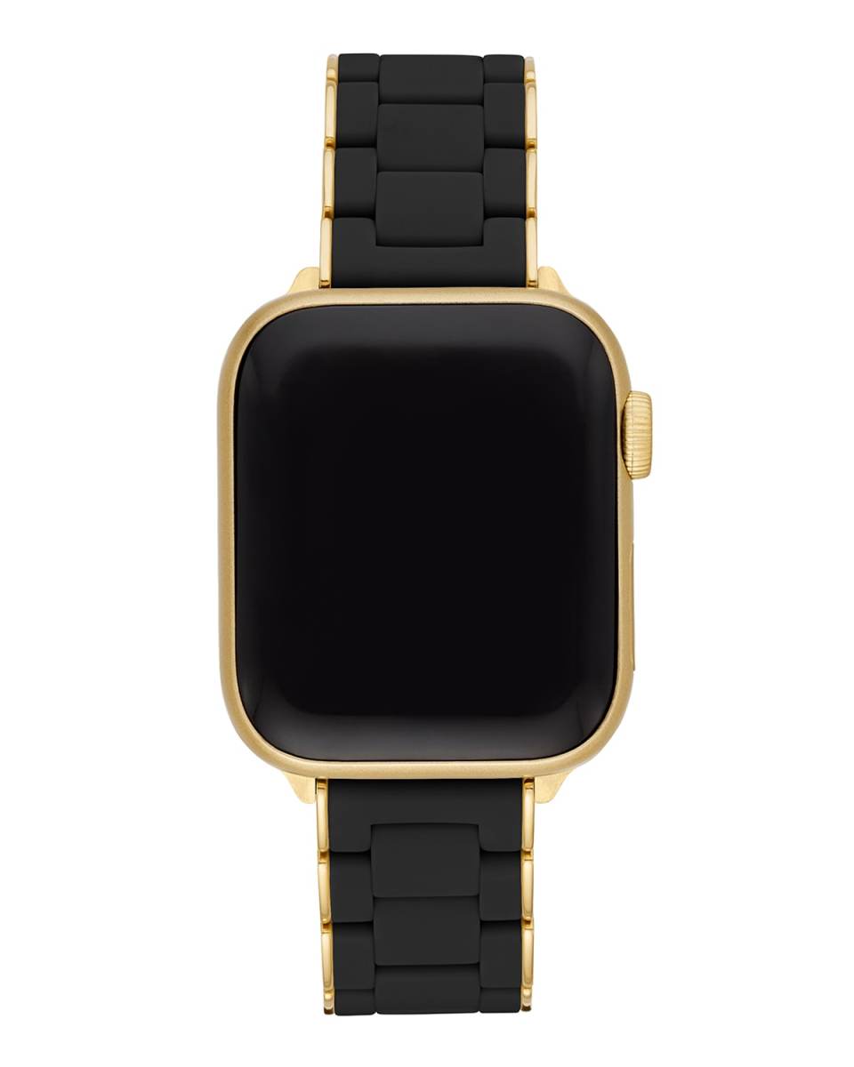 38/40mm Silicone-Wrapped Bracelet Band for Apple Watch, Black/Gold